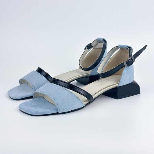 Crisma Sandales 0508 Bleu clair suède /Noir verni