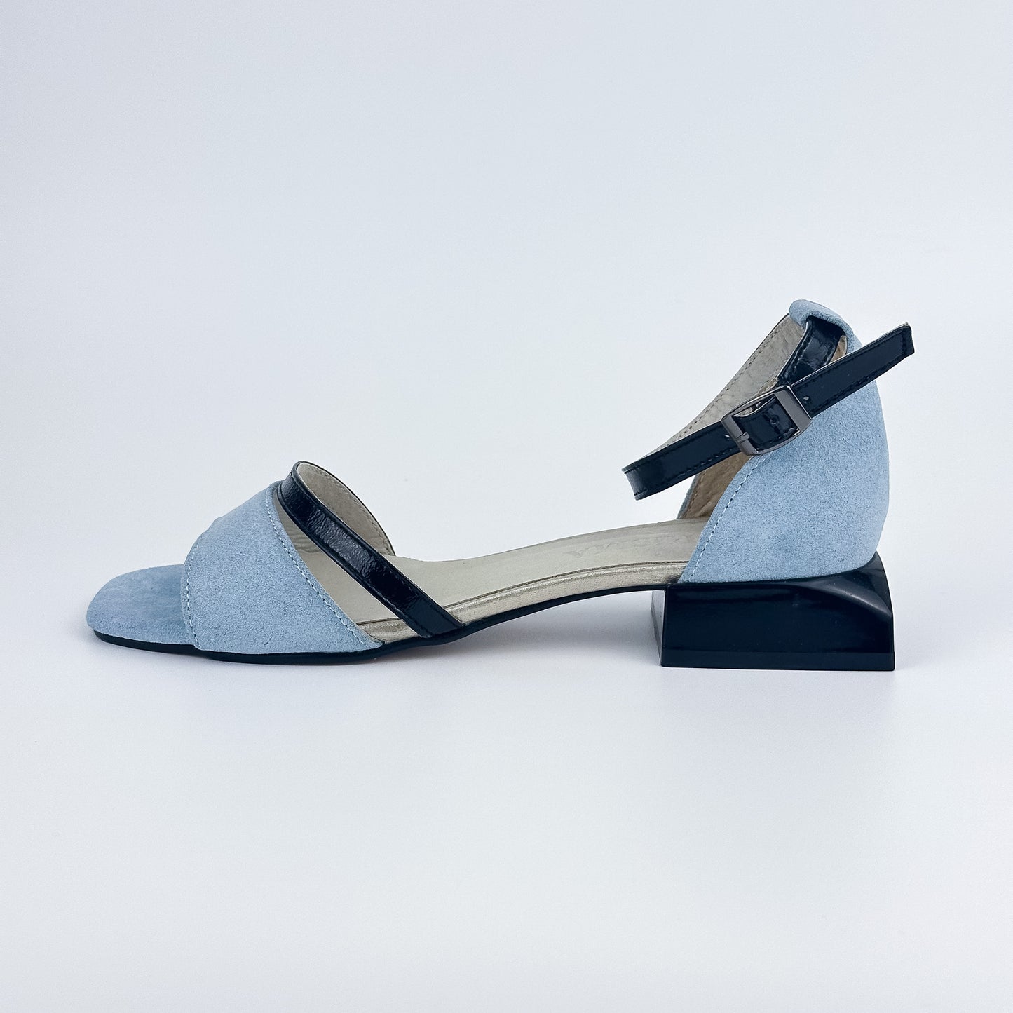 Crisma Sandales 0508 Bleu clair suède /Noir verni